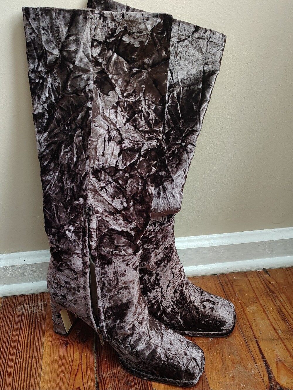 Sam Edelman Issabel Velvet Mid-Calf Square Toe Tall Dress  Boots | 9.5M